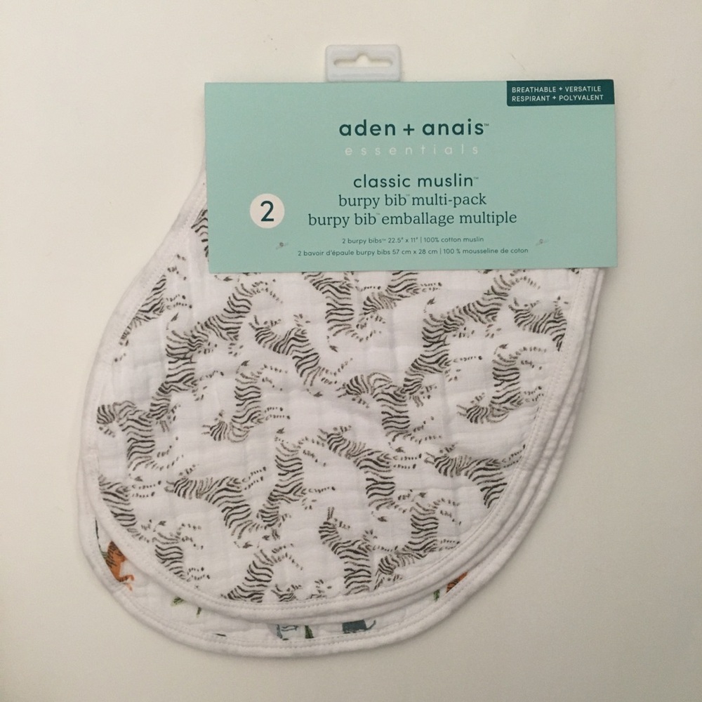 Aden + Anais 2 pack Burpy Bib Classic Muslin Cotton Breathable Versatile NEW